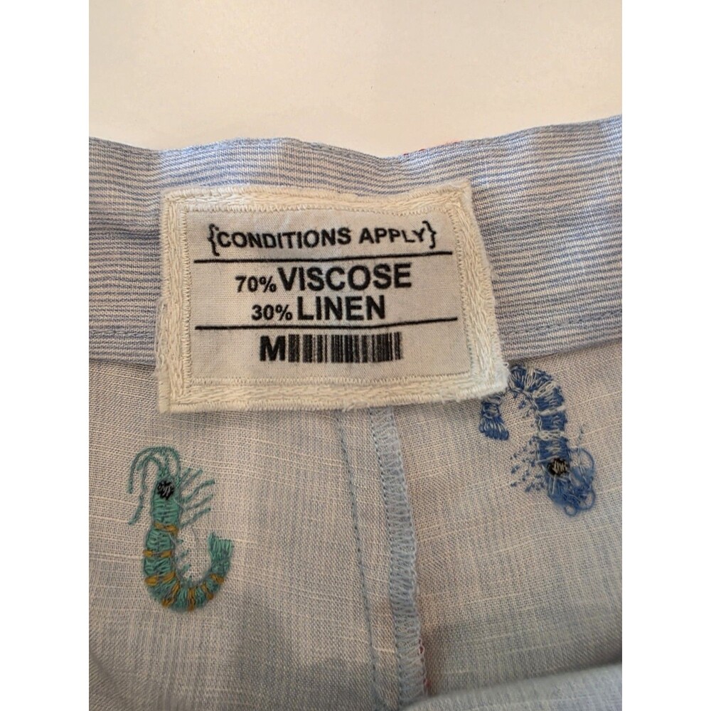 Anthropologie Conditions Apply Wallis Linen Blend Bermuda Shorts Shrimp  Blue M - Picture 5 of 8